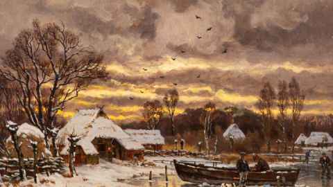 Carl_Malchin_-_Mecklenburger_Dorf_im_Winter_(1905)